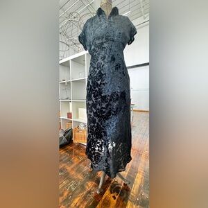 vintage 90’s maggy london velvet burnout shirt dress